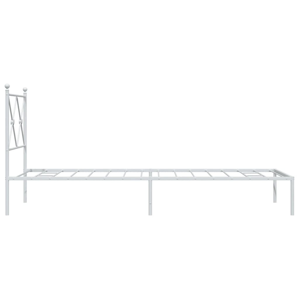 vidaXL Metal Bed Frame without Mattress with Headboard White 75x190cm