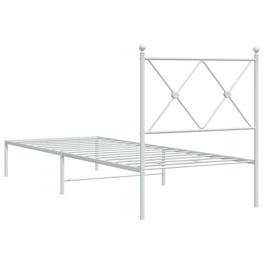 vidaXL Metal Bed Frame without Mattress with Headboard White 75x190cm