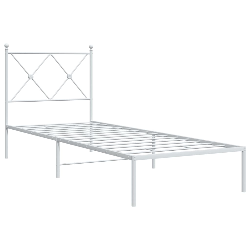 vidaXL Metal Bed Frame without Mattress with Headboard White 80x200cm