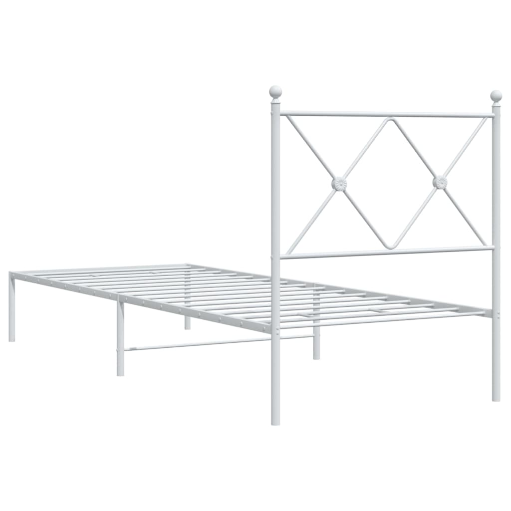 vidaXL Metal Bed Frame without Mattress with Headboard White 80x200cm