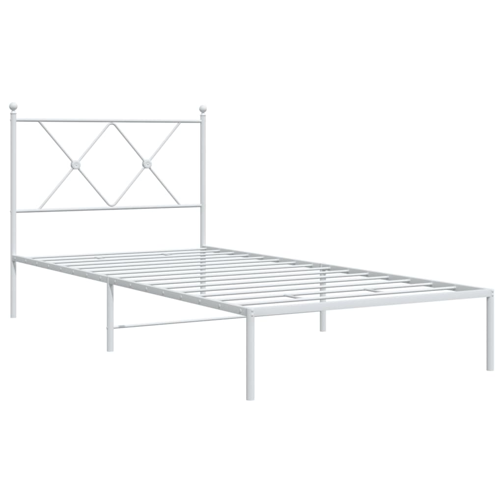 vidaXL Metal Bed Frame without Mattress with Headboard White 90x190cm