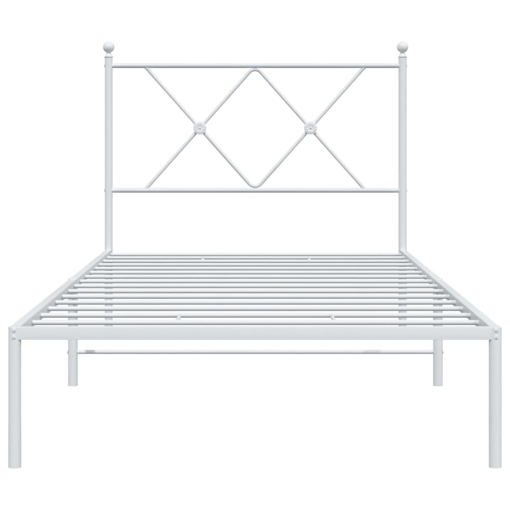 vidaXL Metal Bed Frame without Mattress with Headboard White 90x190cm