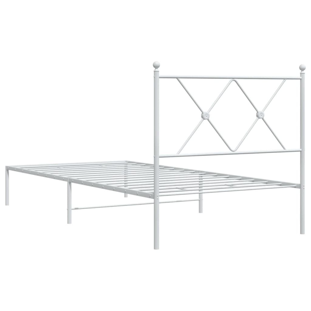 vidaXL Metal Bed Frame without Mattress with Headboard White 90x190cm