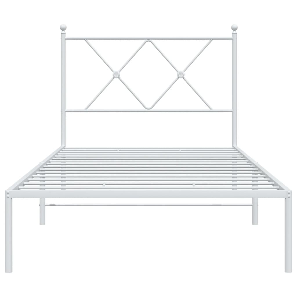 vidaXL Metal Bed Frame without Mattress with Headboard White 90x200cm