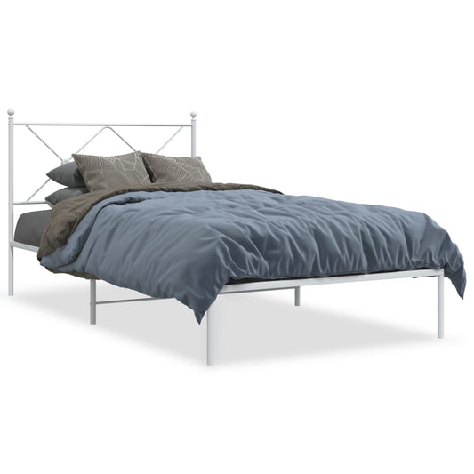 vidaXL Metal Bed Frame without Mattress with Headboard White 100x190cm