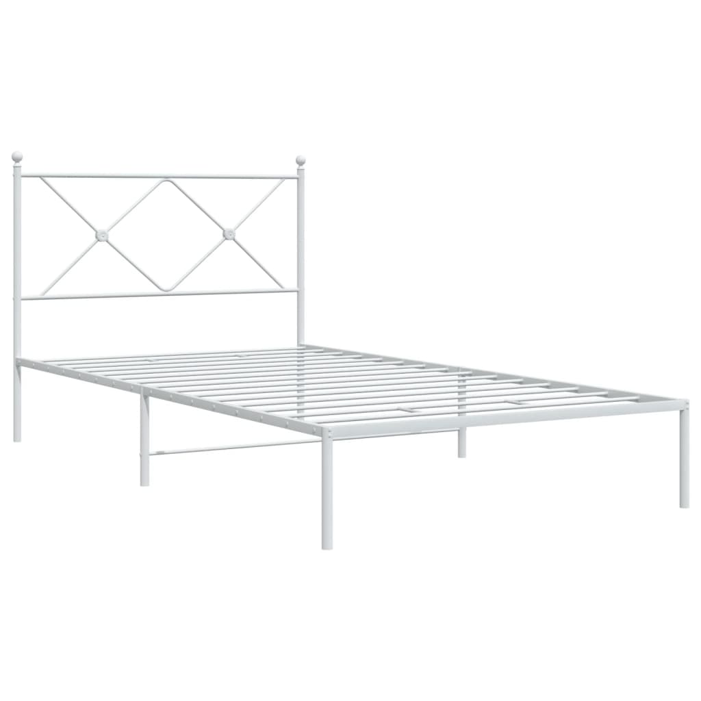 vidaXL Metal Bed Frame without Mattress with Headboard White 100x200cm