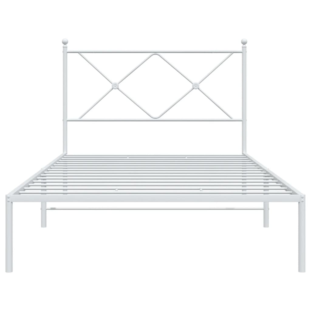 vidaXL Metal Bed Frame without Mattress with Headboard White 100x200cm