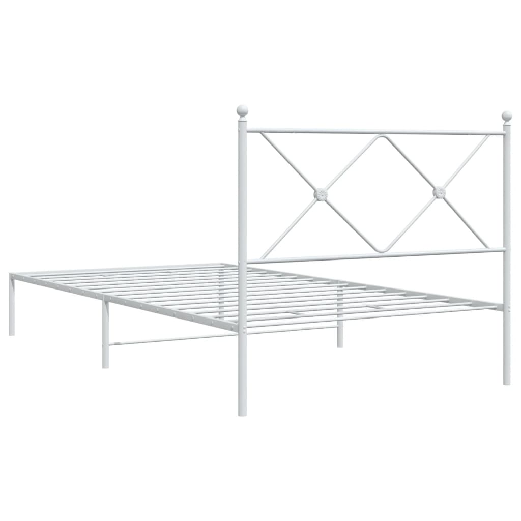 vidaXL Metal Bed Frame without Mattress with Headboard White 100x200cm