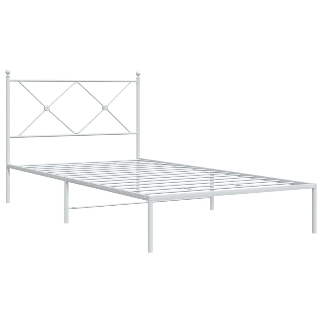 vidaXL Metal Bed Frame without Mattress with Headboard White 107x203cm