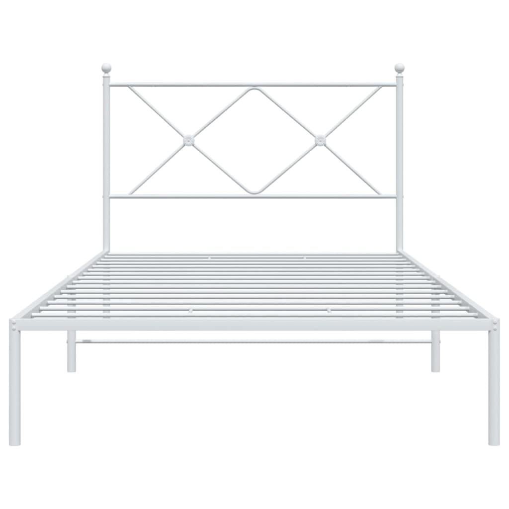 vidaXL Metal Bed Frame without Mattress with Headboard White 107x203cm