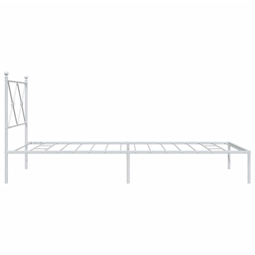 vidaXL Metal Bed Frame without Mattress with Headboard White 107x203cm