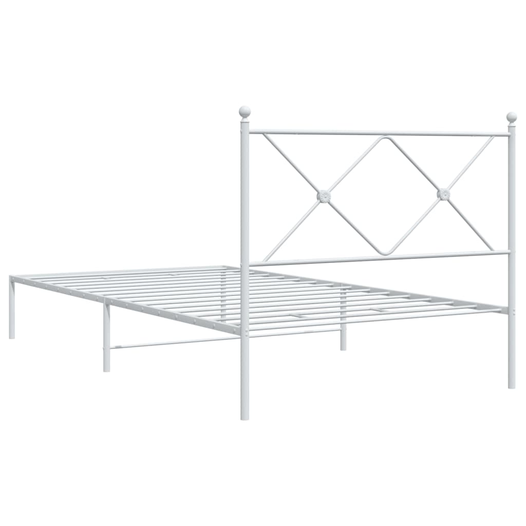 vidaXL Metal Bed Frame without Mattress with Headboard White 107x203cm