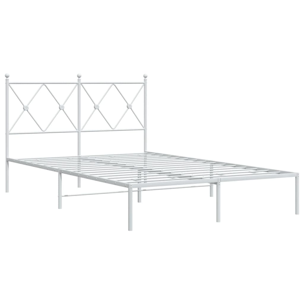 vidaXL Metal Bed Frame without Mattress with Headboard White 120x190cm