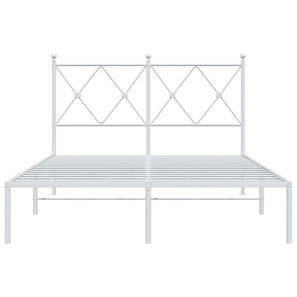 vidaXL Metal Bed Frame without Mattress with Headboard White 120x190cm