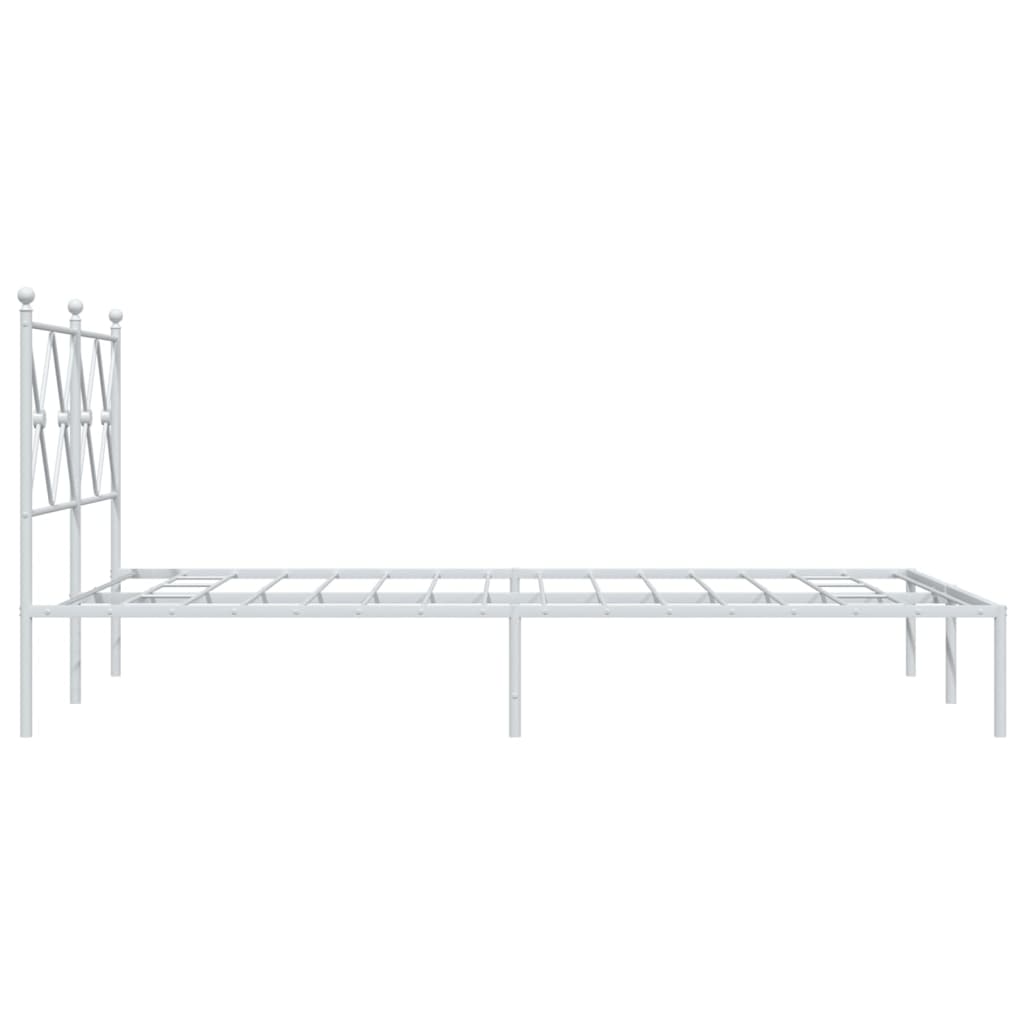 vidaXL Metal Bed Frame without Mattress with Headboard White 120x190cm