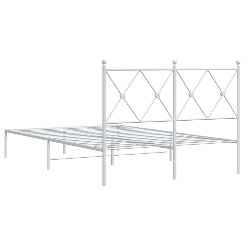 vidaXL Metal Bed Frame without Mattress with Headboard White 120x190cm