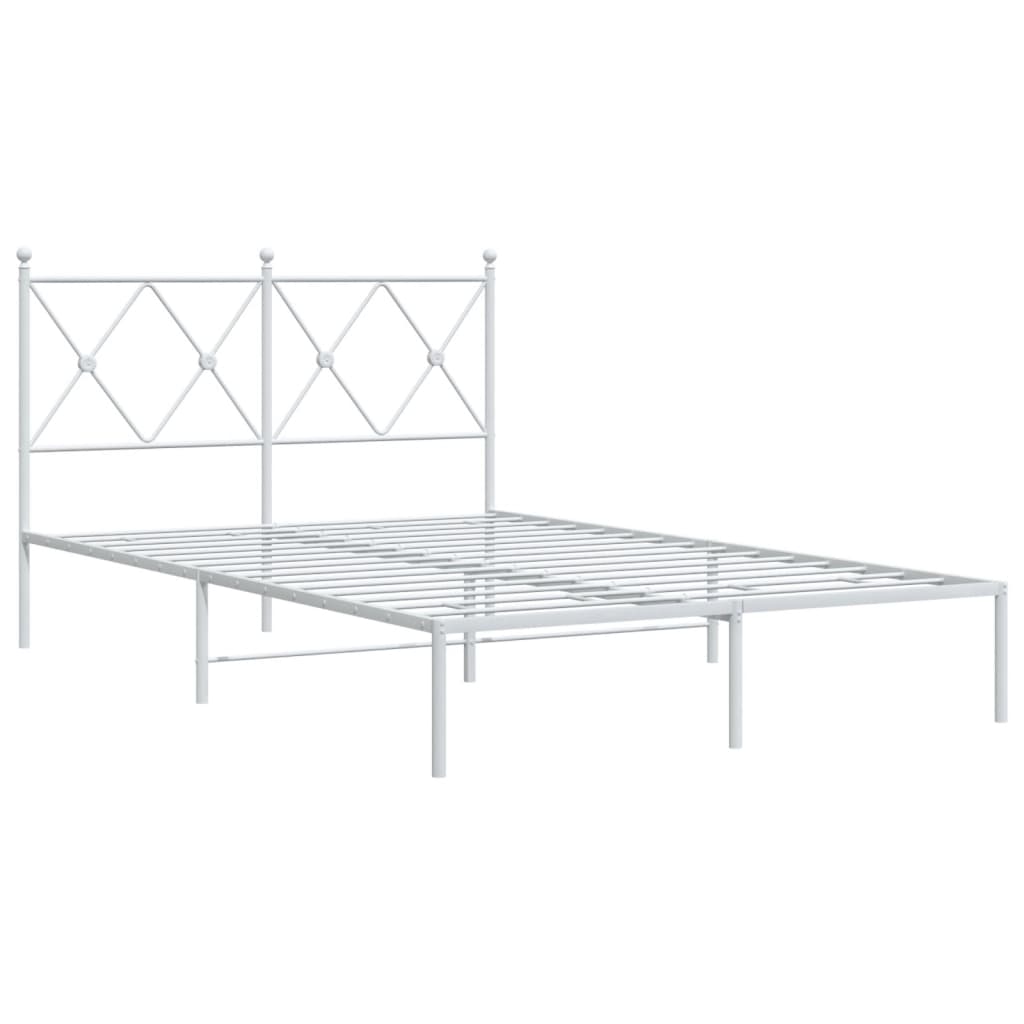 vidaXL Metal Bed Frame without Mattress with Headboard White 120x200cm