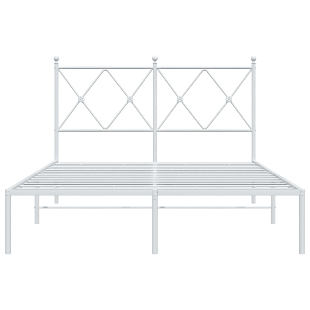 vidaXL Metal Bed Frame without Mattress with Headboard White 120x200cm