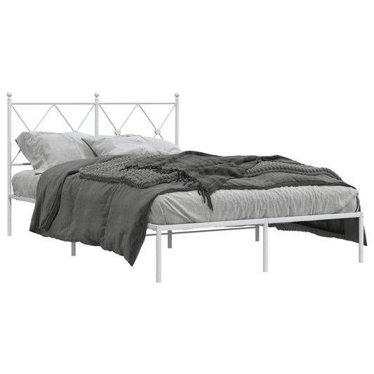 vidaXL Metal Bed Frame without Mattress with Headboard White 120x200cm