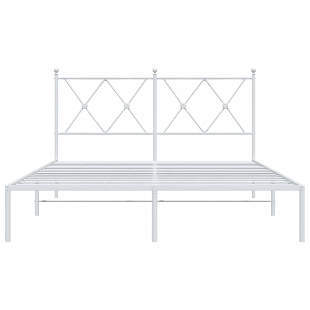 vidaXL Metal Bed Frame without Mattress with Headboard White 135x190cm