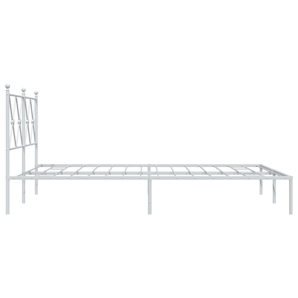 vidaXL Metal Bed Frame without Mattress with Headboard White 135x190cm