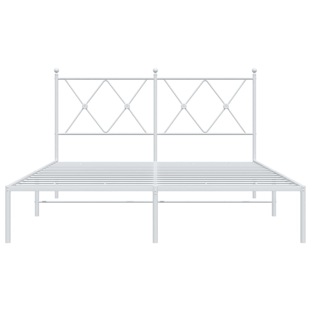 vidaXL Metal Bed Frame without Mattress with Headboard White 140x200cm