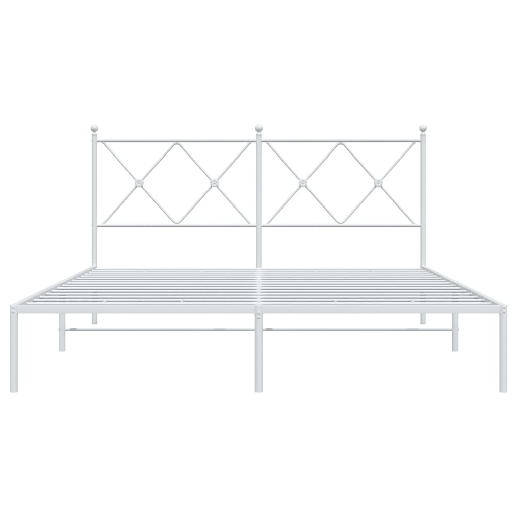 vidaXL Metal Bed Frame without Mattress with Headboard White 150x200cm