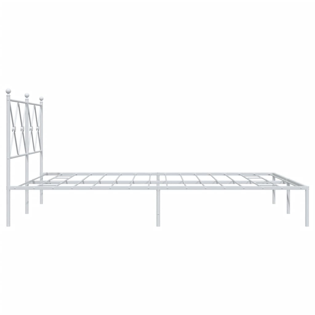 vidaXL Metal Bed Frame without Mattress with Headboard White 150x200cm