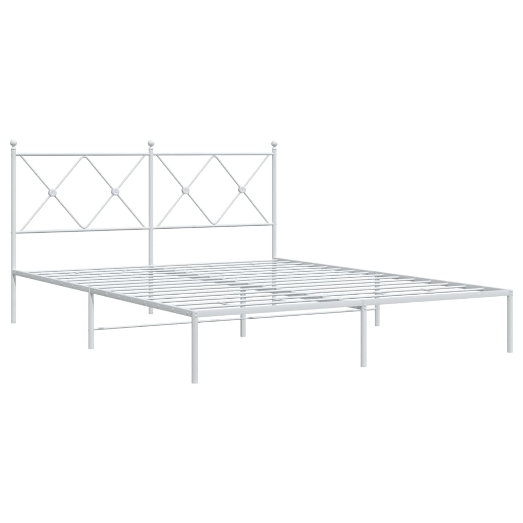 vidaXL Metal Bed Frame without Mattress with Headboard White 160x200cm