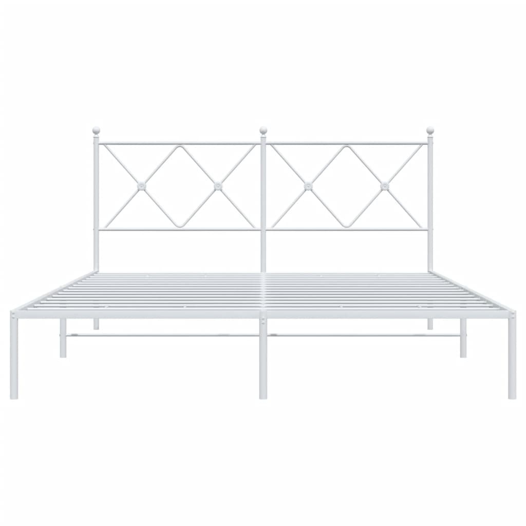 vidaXL Metal Bed Frame without Mattress with Headboard White 160x200cm