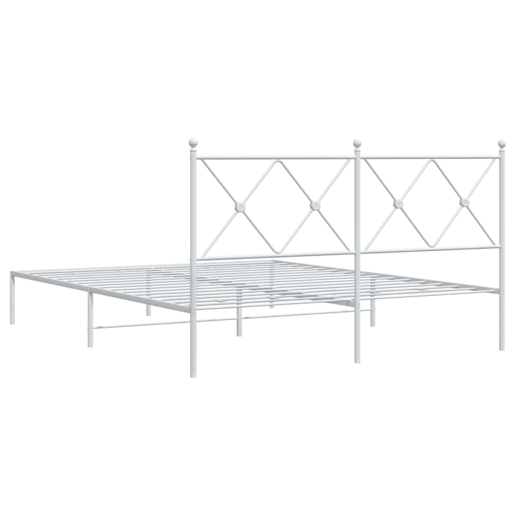 vidaXL Metal Bed Frame without Mattress with Headboard White 160x200cm