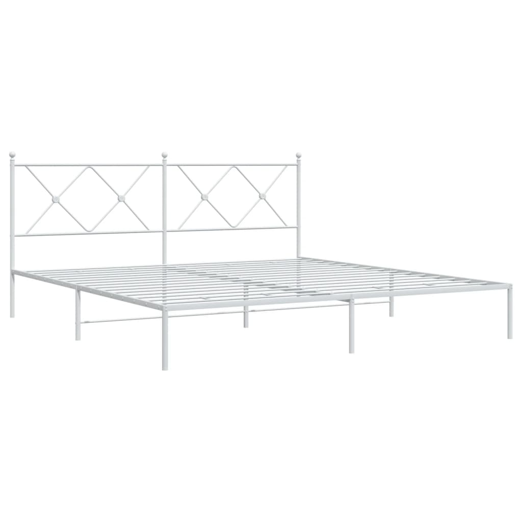 vidaXL Metal Bed Frame without Mattress with Headboard White 180x200cm