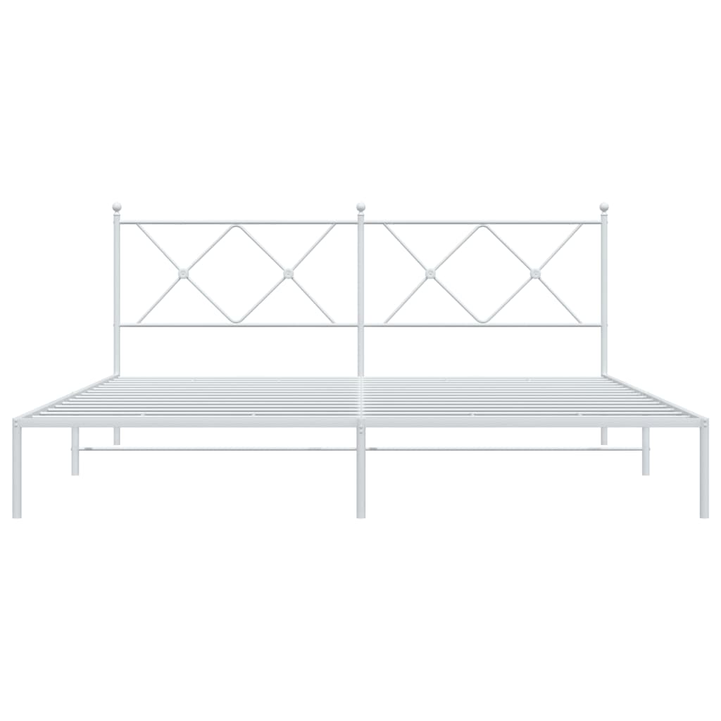 vidaXL Metal Bed Frame without Mattress with Headboard White 180x200cm