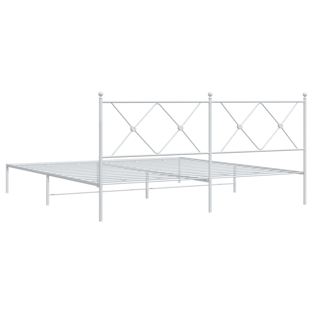 vidaXL Metal Bed Frame without Mattress with Headboard White 180x200cm