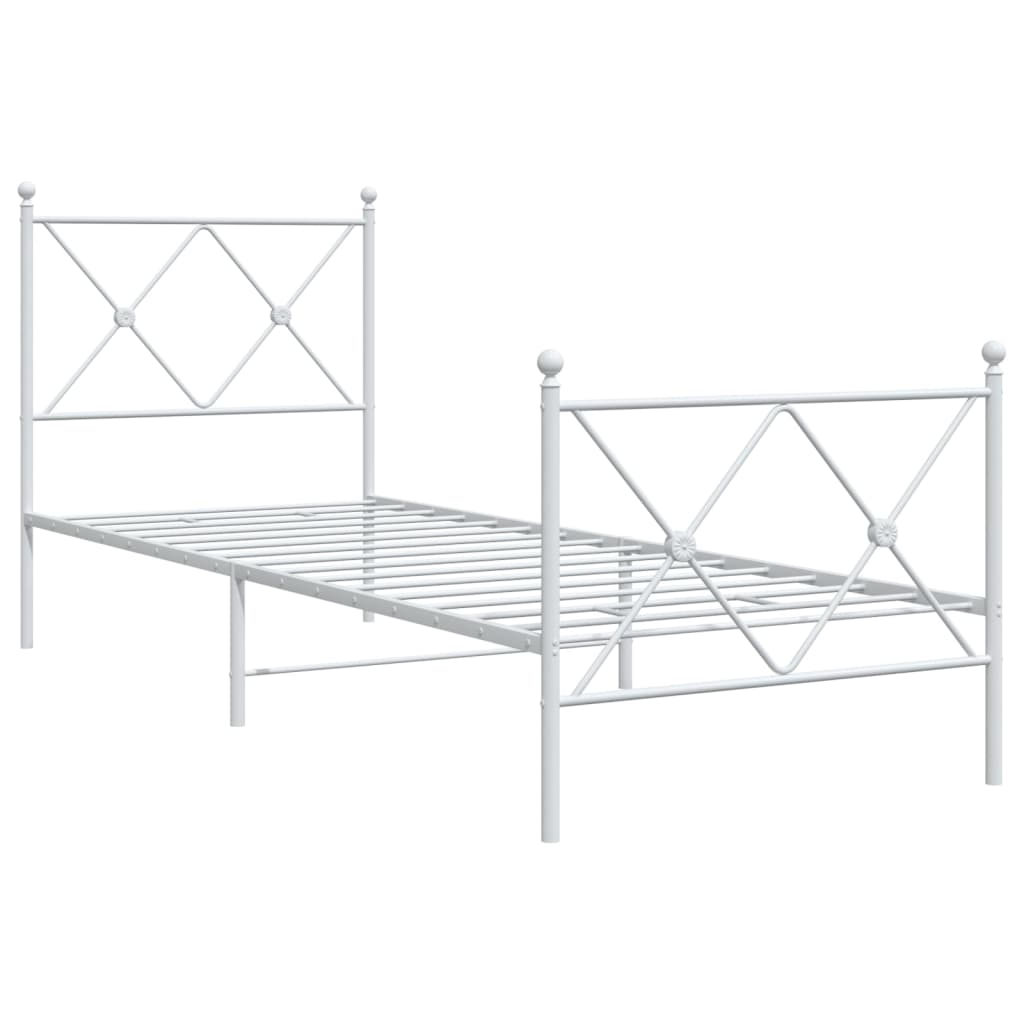 vidaXL Metal Bed Frame without Mattress with Footboard White 80x200cm