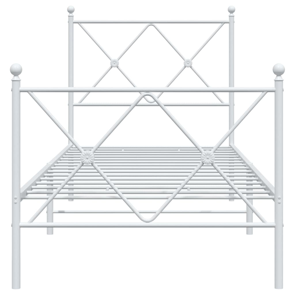 vidaXL Metal Bed Frame without Mattress with Footboard White 80x200cm