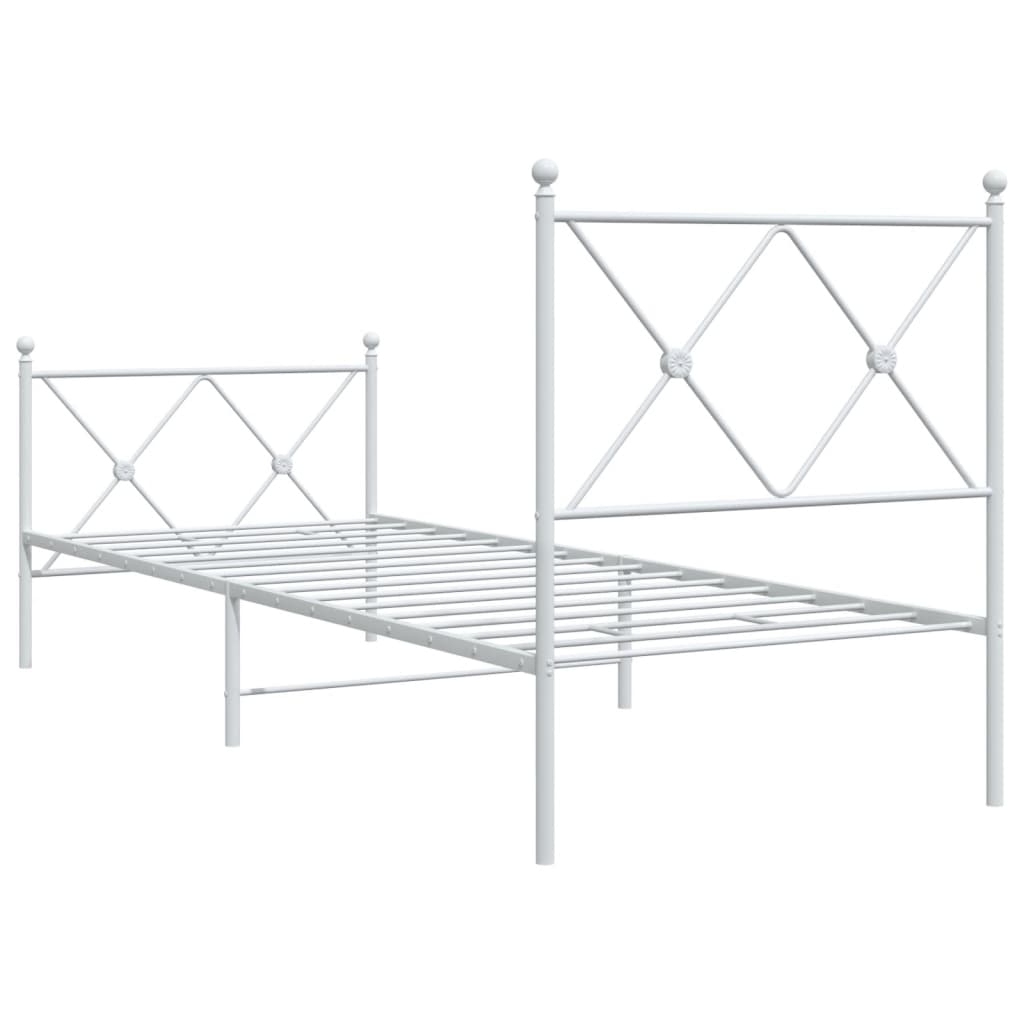 vidaXL Metal Bed Frame without Mattress with Footboard White 80x200cm