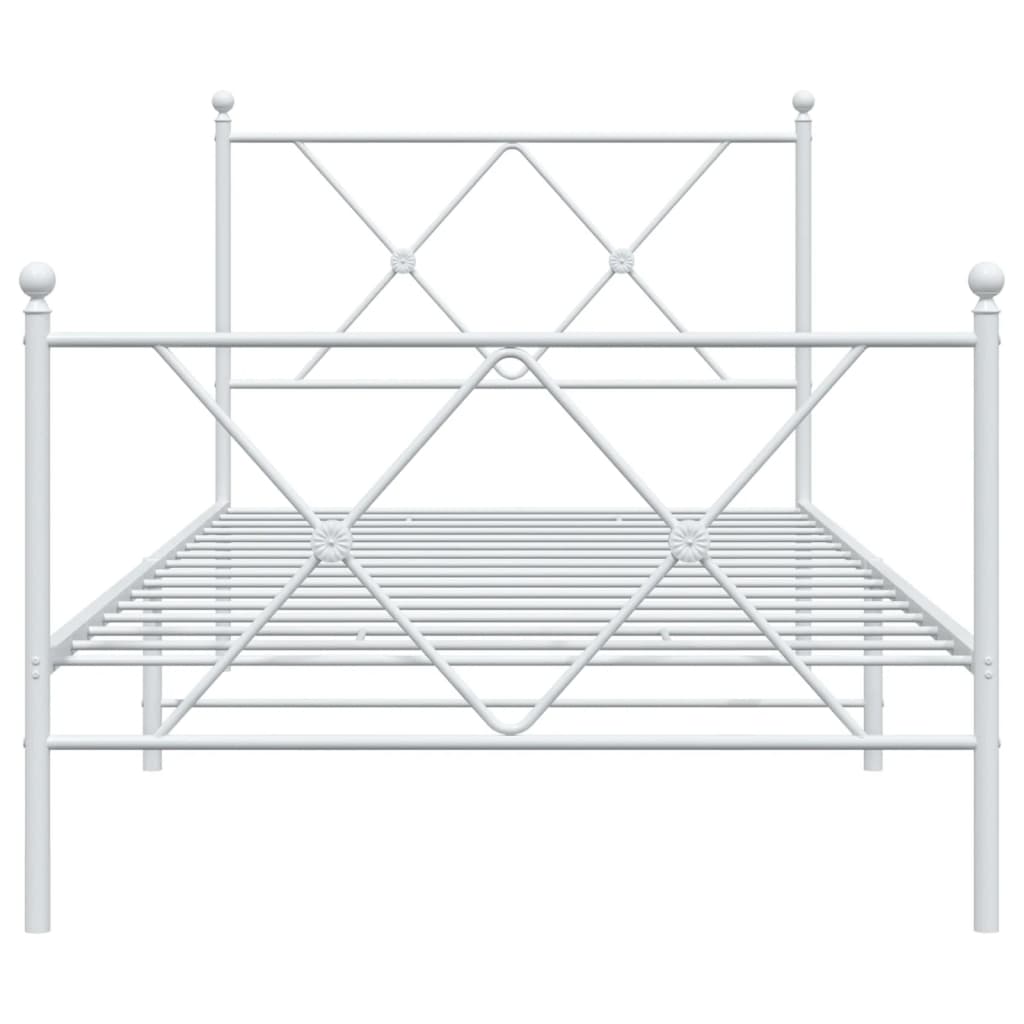 vidaXL Metal Bed Frame without Mattress with Footboard White 90x190cm