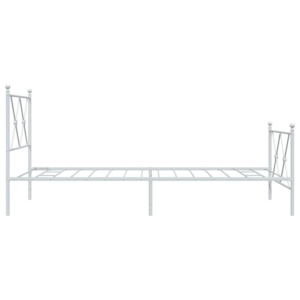 vidaXL Metal Bed Frame without Mattress with Footboard White 90x190cm