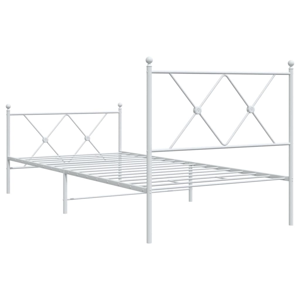 vidaXL Metal Bed Frame without Mattress with Footboard White 90x190cm