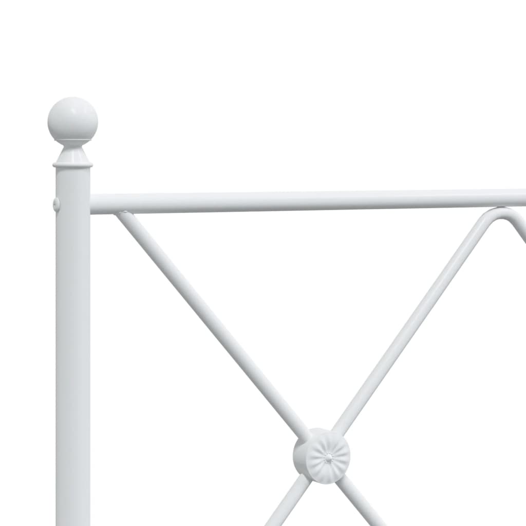 Metal Bed Frame without Mattress with Footboard White 107x203cm