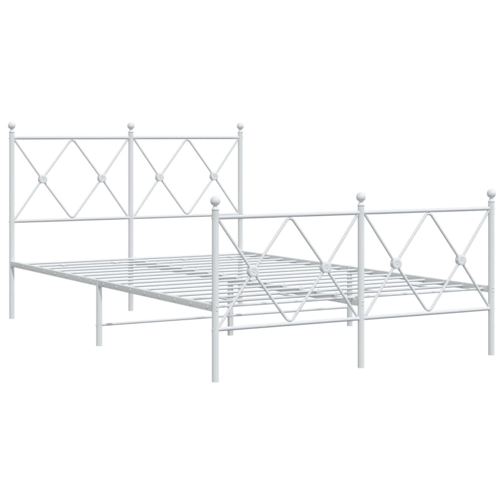 vidaXL Metal Bed Frame without Mattress with Footboard White 120x190cm