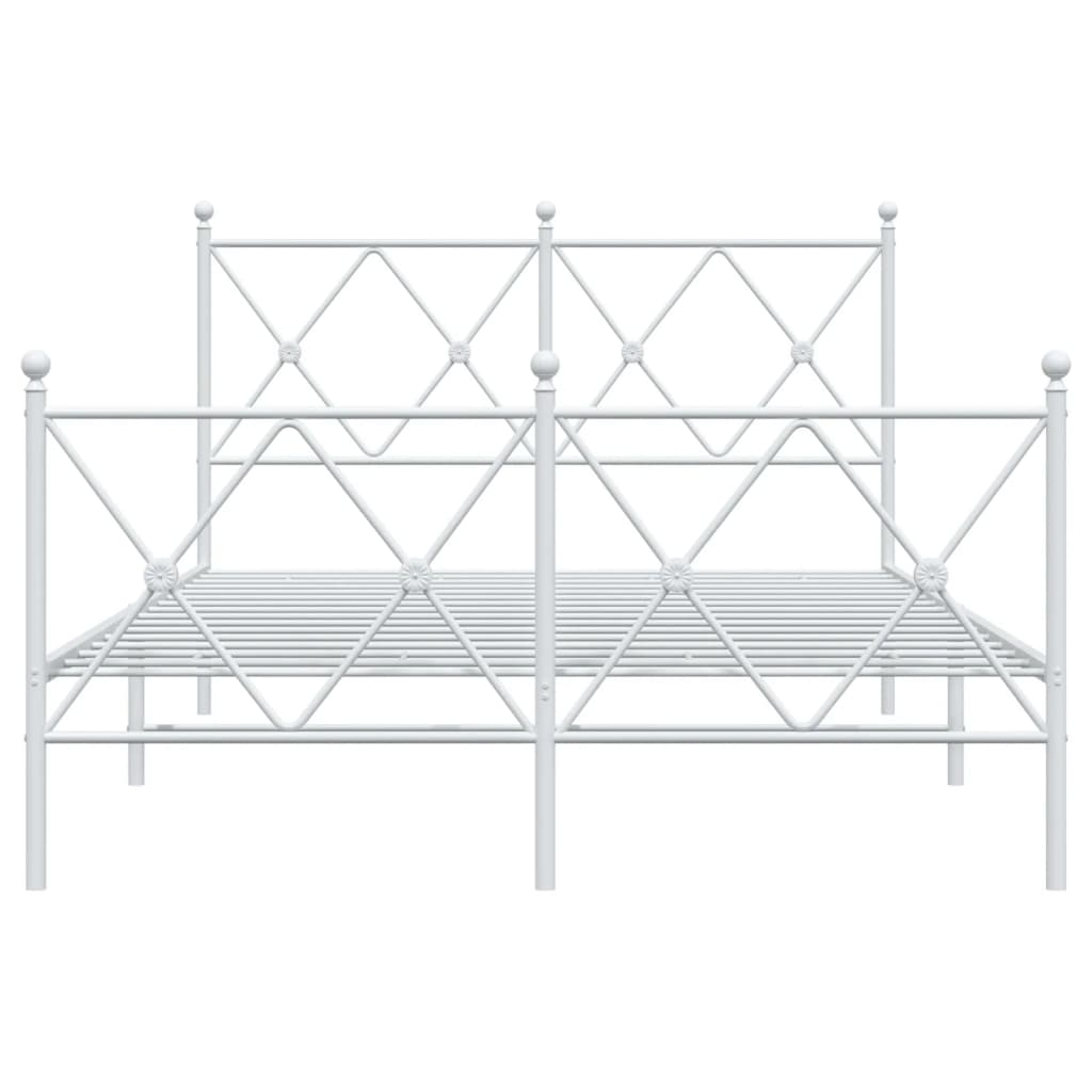 vidaXL Metal Bed Frame without Mattress with Footboard White 120x190cm