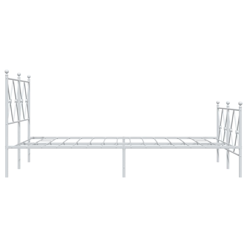 vidaXL Metal Bed Frame without Mattress with Footboard White 120x190cm