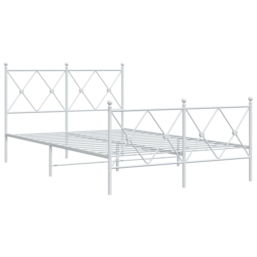 vidaXL Metal Bed Frame without Mattress with Footboard White 120x200cm