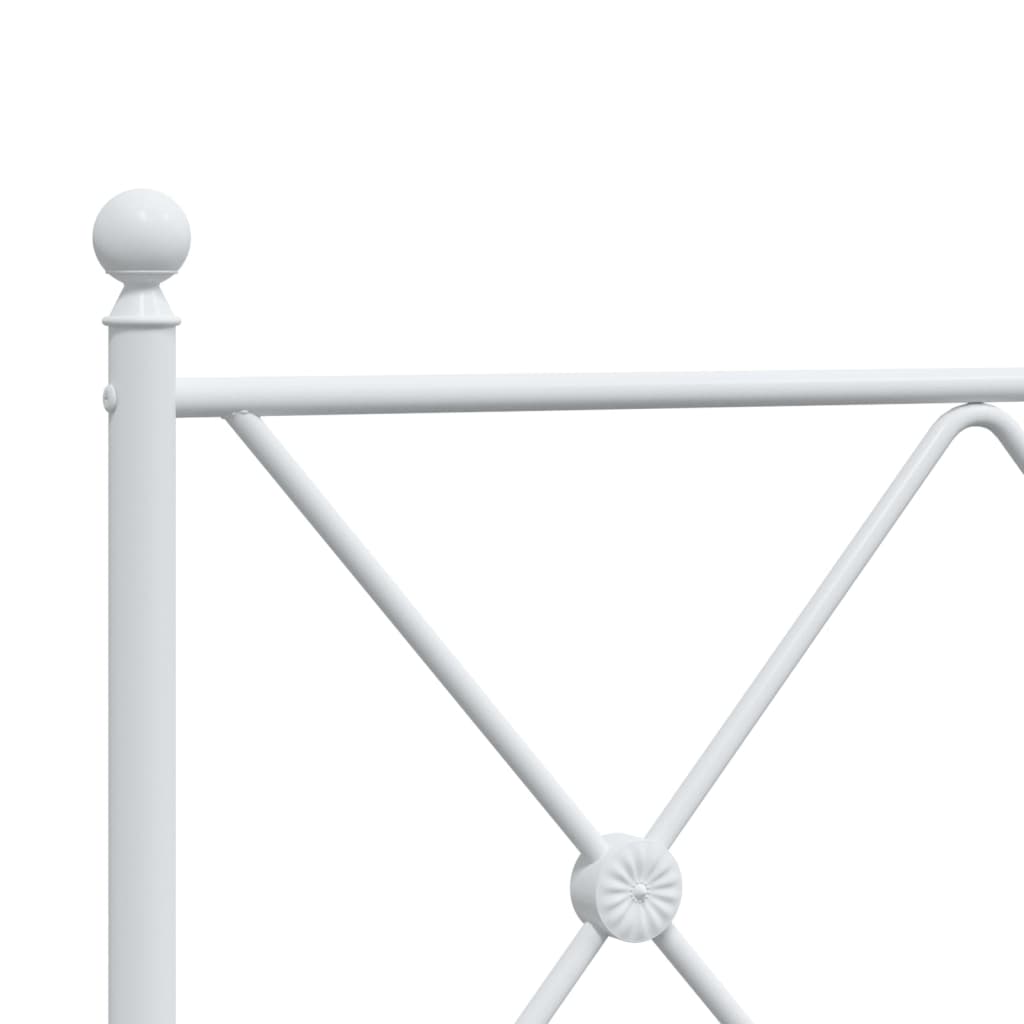 Metal Bed Frame without Mattress with Footboard White 137x190cm