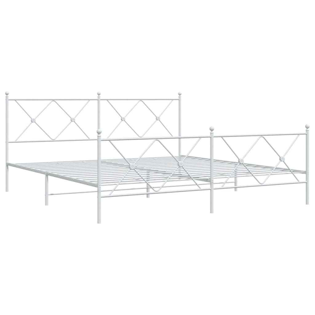 vidaXL Metal Bed Frame without Mattress with Footboard White 180x200cm