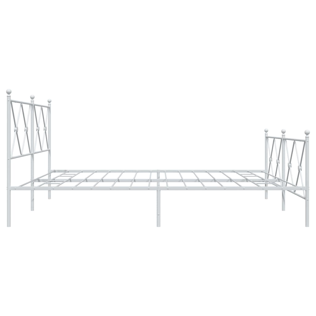 vidaXL Metal Bed Frame without Mattress with Footboard White 180x200cm