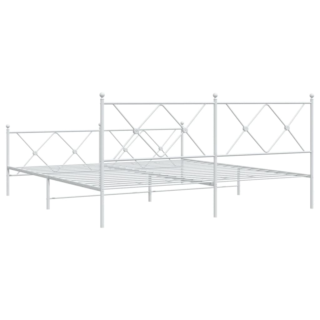 vidaXL Metal Bed Frame without Mattress with Footboard White 180x200cm