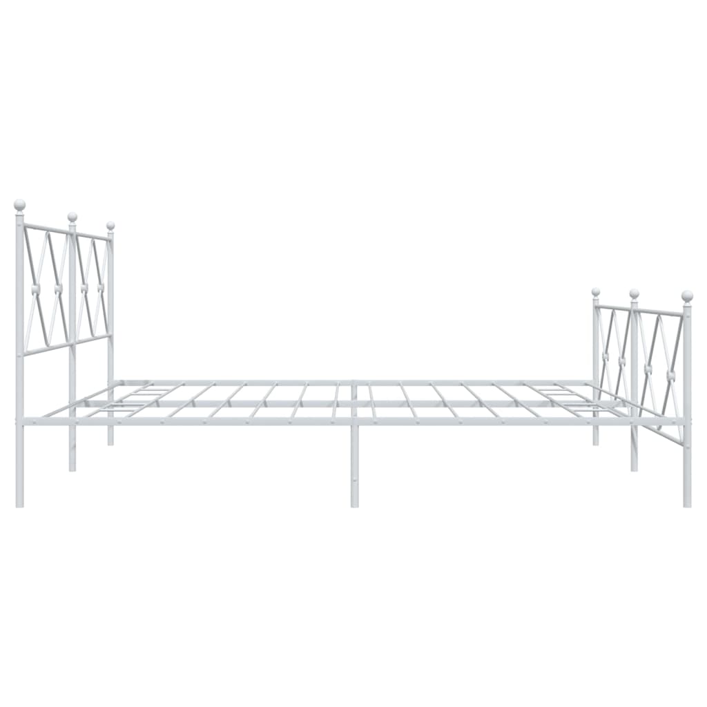 vidaXL Metal Bed Frame without Mattress with Footboard White 183x213cm